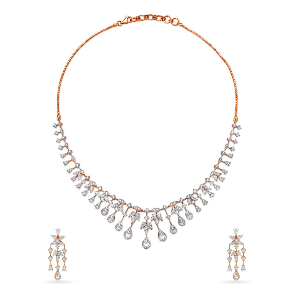 Mesmerising Floral Diamond Necklace Set,,hi-res image number null
