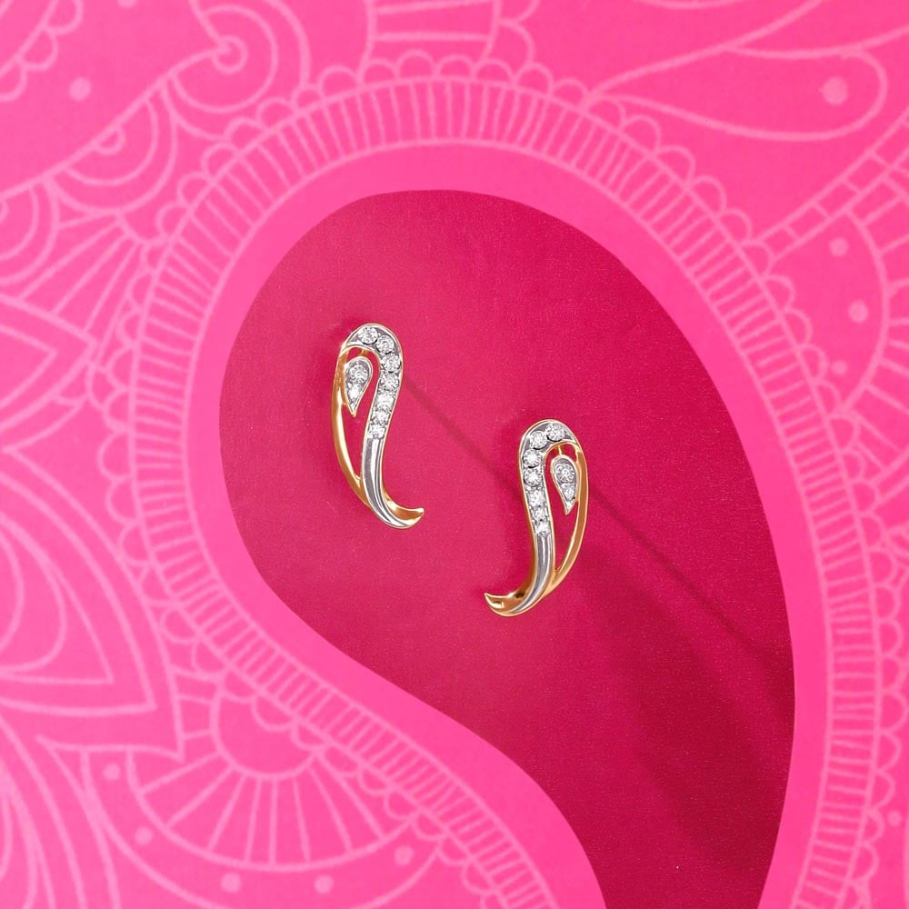 Paisley Twist Diamond Stud Earrings,,hi-res image number null