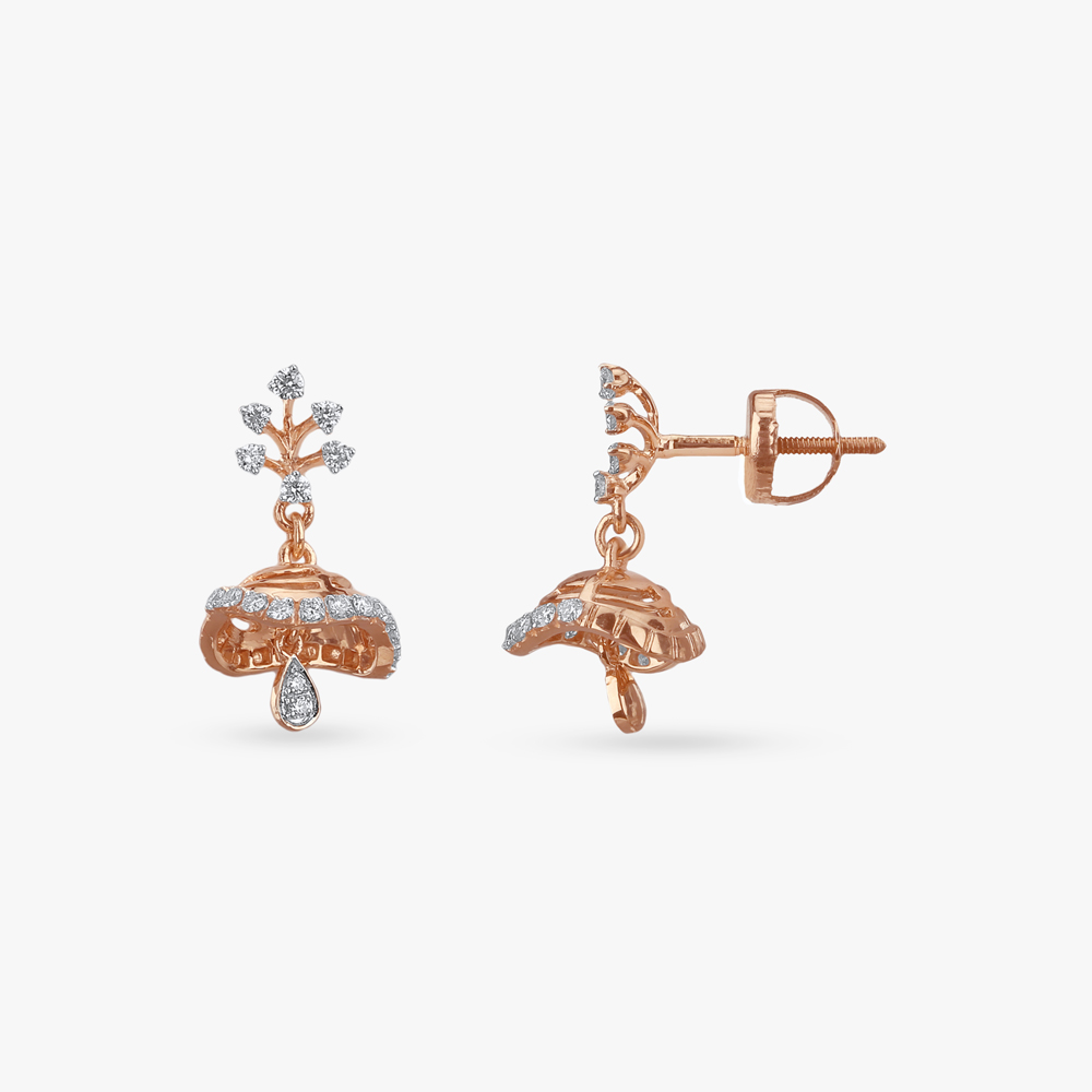 Belle Blossom Diamond Jhumka Earrings for Kids,,hi-res image number null