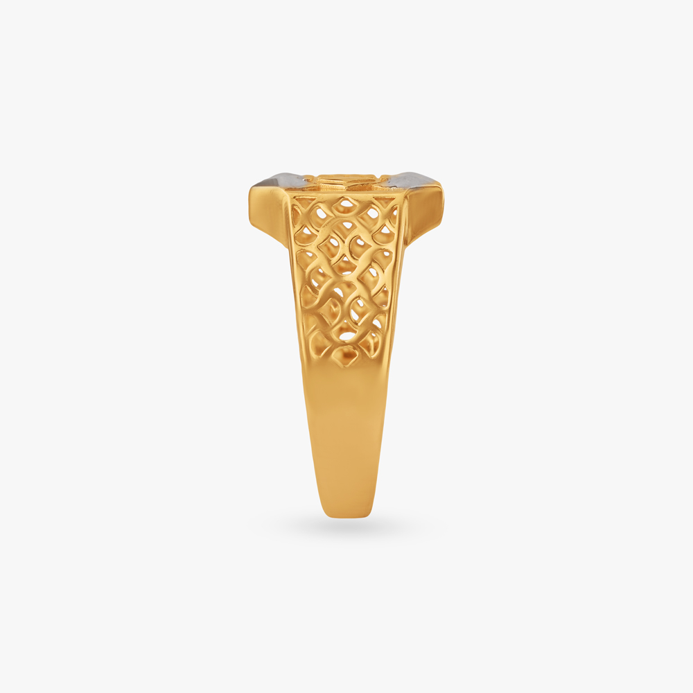 Dual Tone Textured Statement Ring for Men,,hi-res image number null