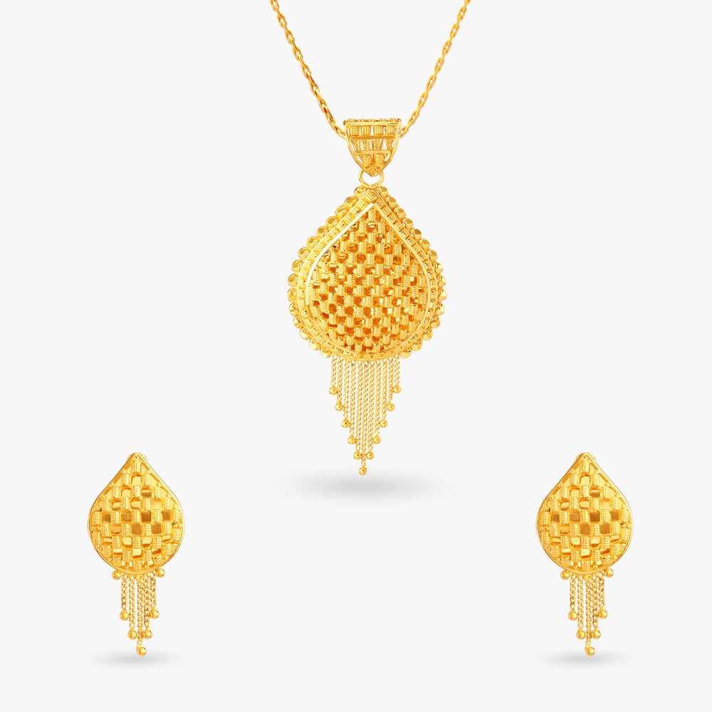 Ethereal Gold Pendant and Earrings Set,,hi-res image number null