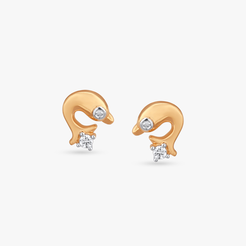 Dolphin Dance Diamond Stud Earrings For Kids,,hi-res image number null
