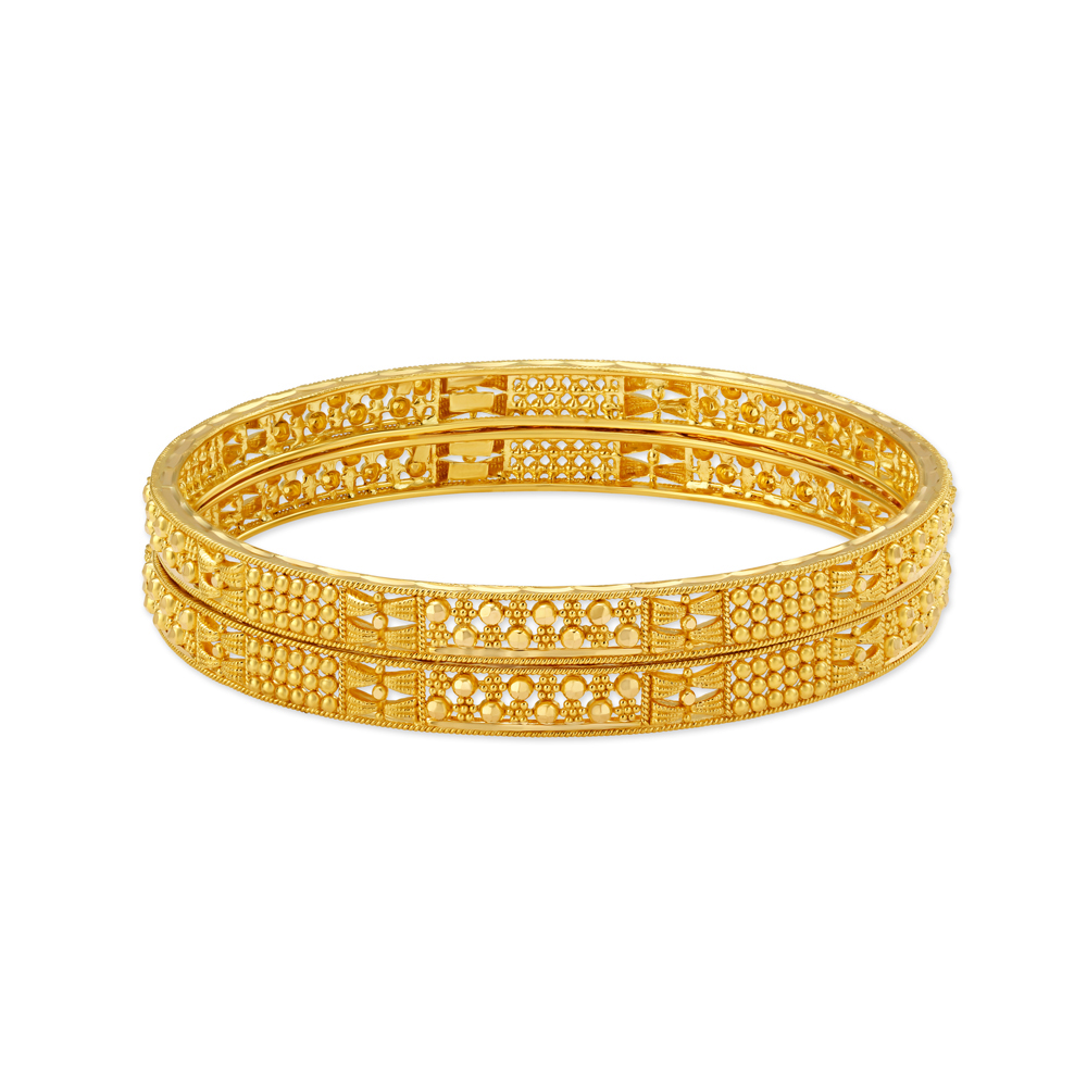 Lavish Yellow Gold Beaded Bangles,,hi-res image number null