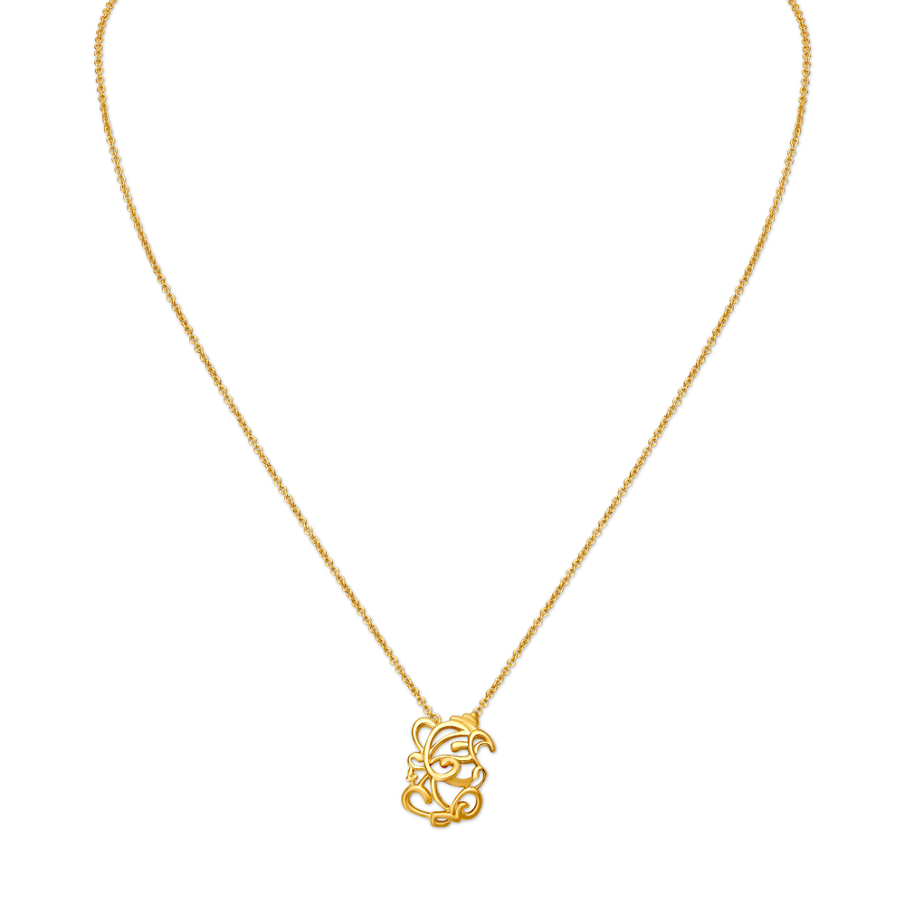 Ganesha Silhouette Pendant with Chain,,hi-res image number null