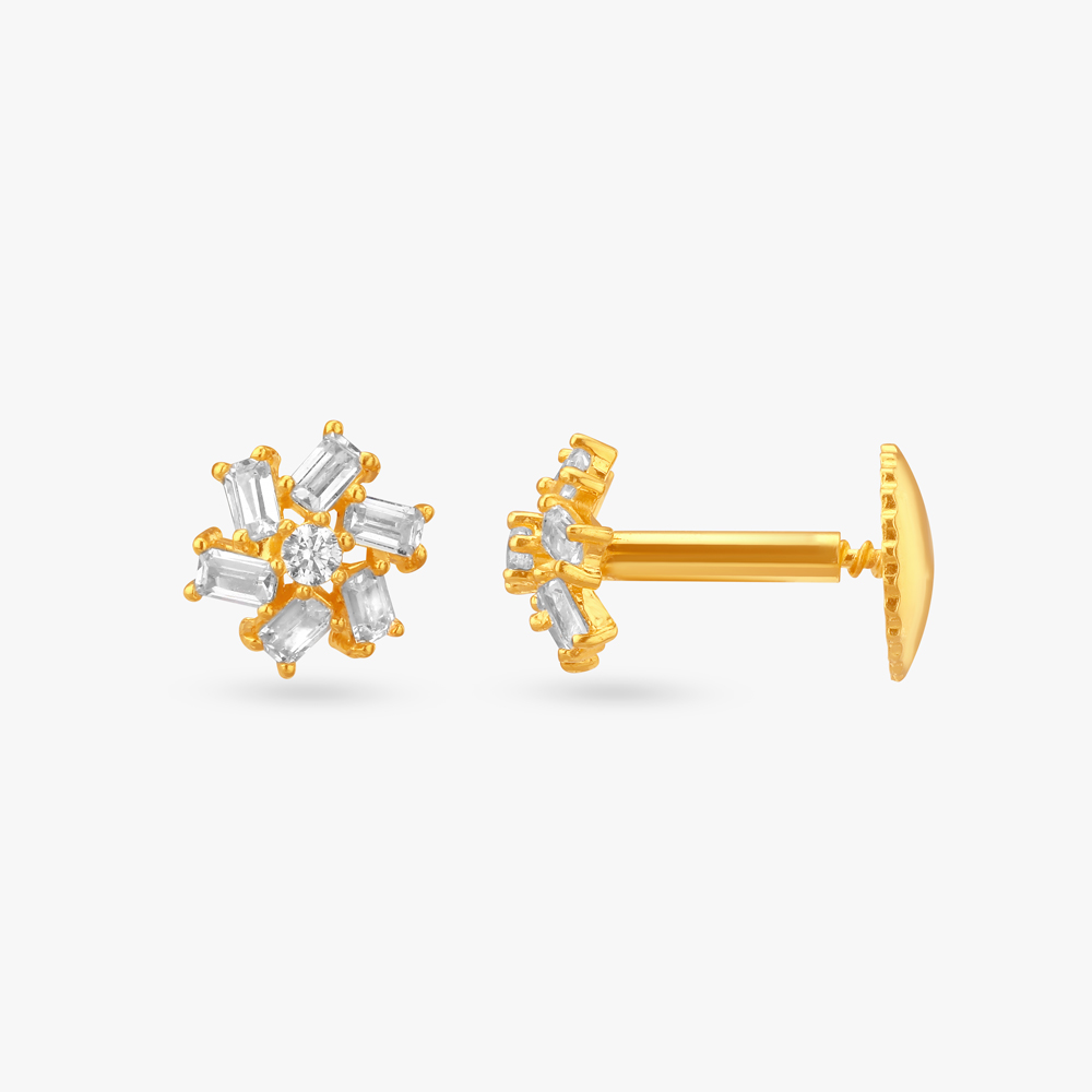 Twinkle Bright Gold Stud Earrings,,hi-res image number null