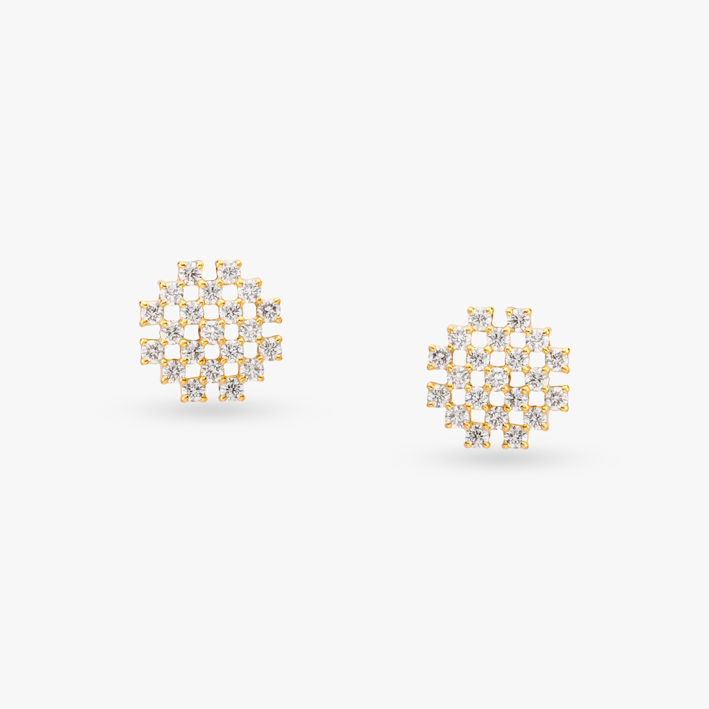 Checkerboard Diamond Stud Earrings,,hi-res image number null