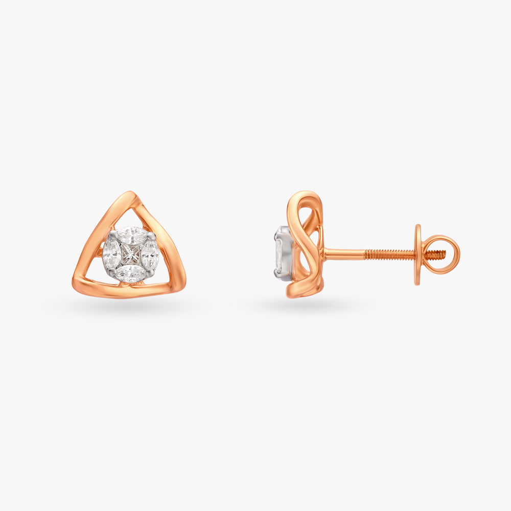 Triangular Diamond Stud Earrings,,hi-res image number null