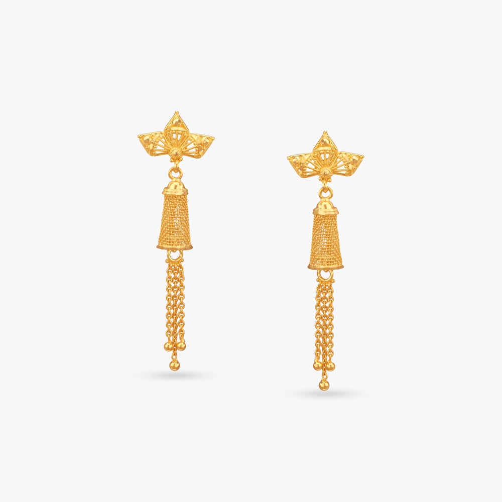 

Tassel Crown Gold Drop Earrings