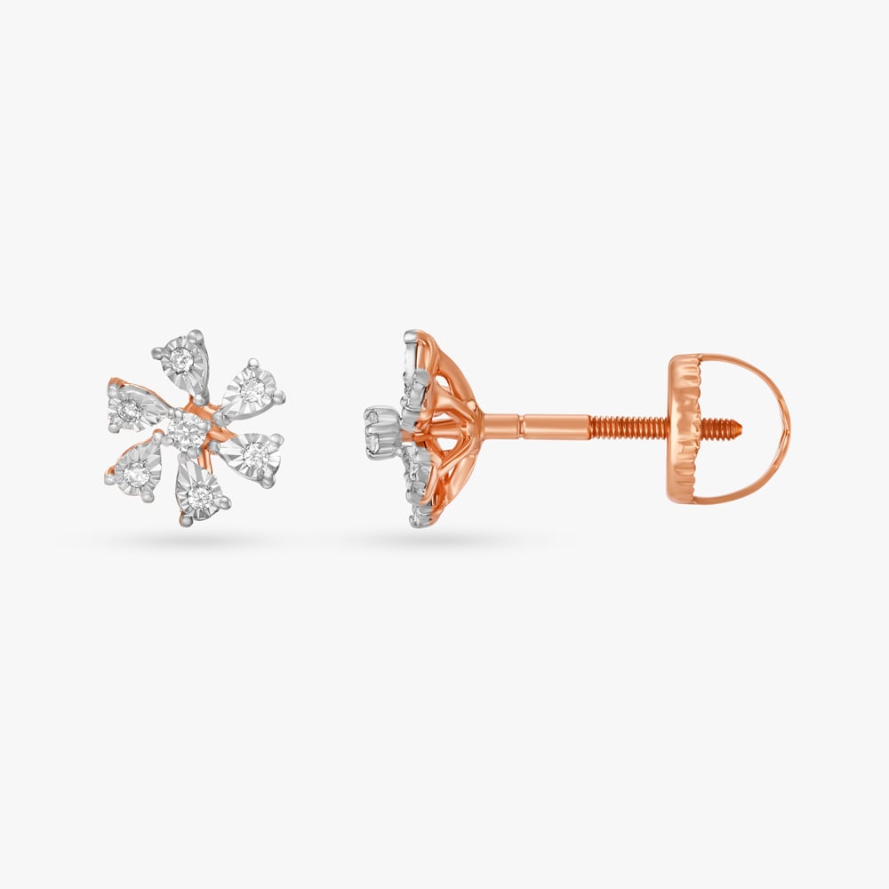Enticing Floral Diamond Stud Earrings,,hi-res image number null