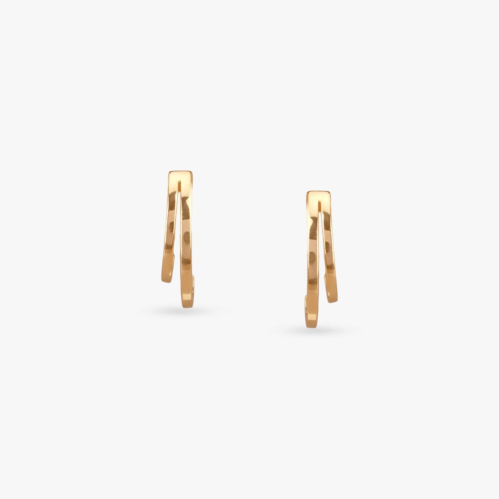 Twin Curve Gold Hoop Earrings,,hi-res image number null