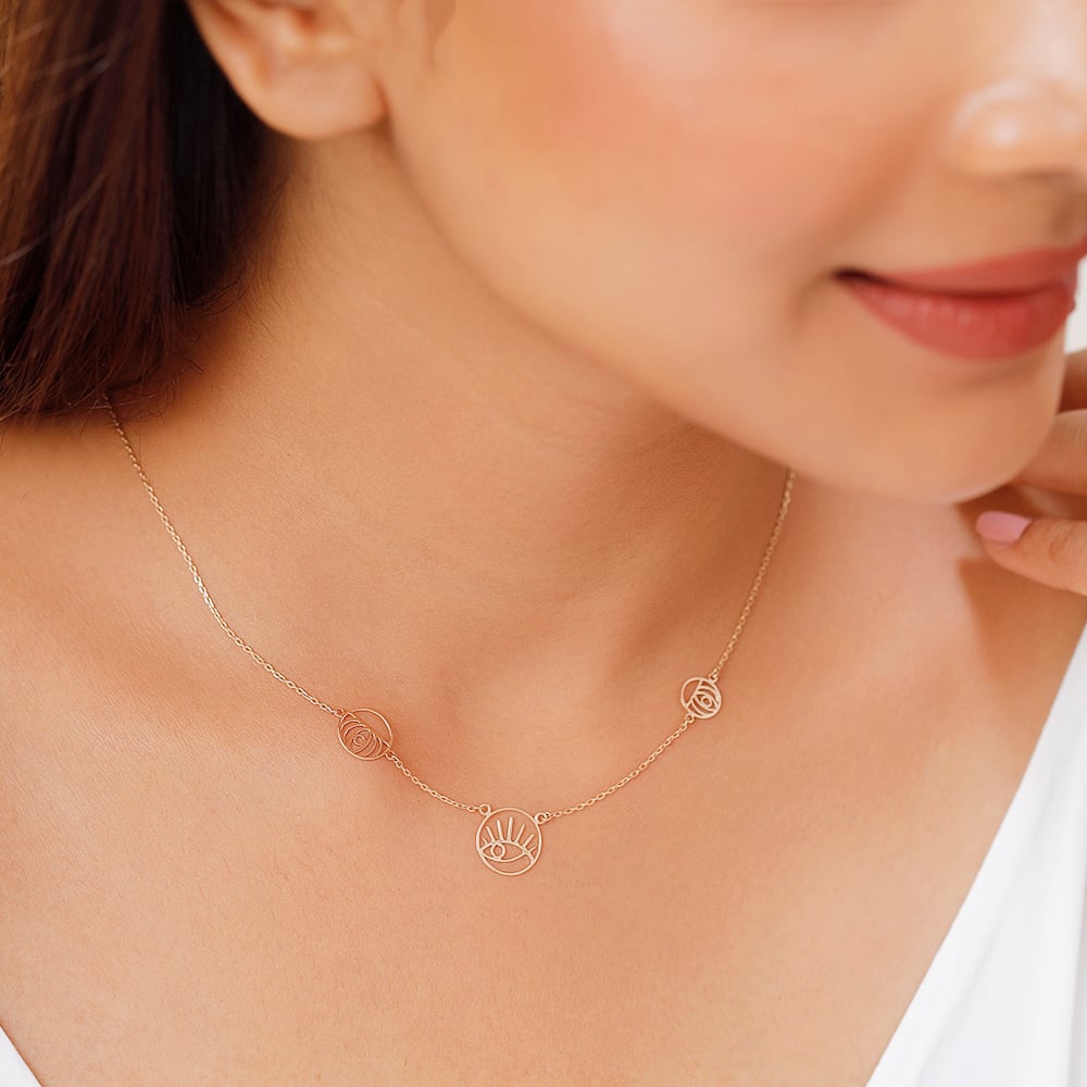 Minimal 14KT Yellow Gold Multi Pendant Necklace,,hi-res image number null
