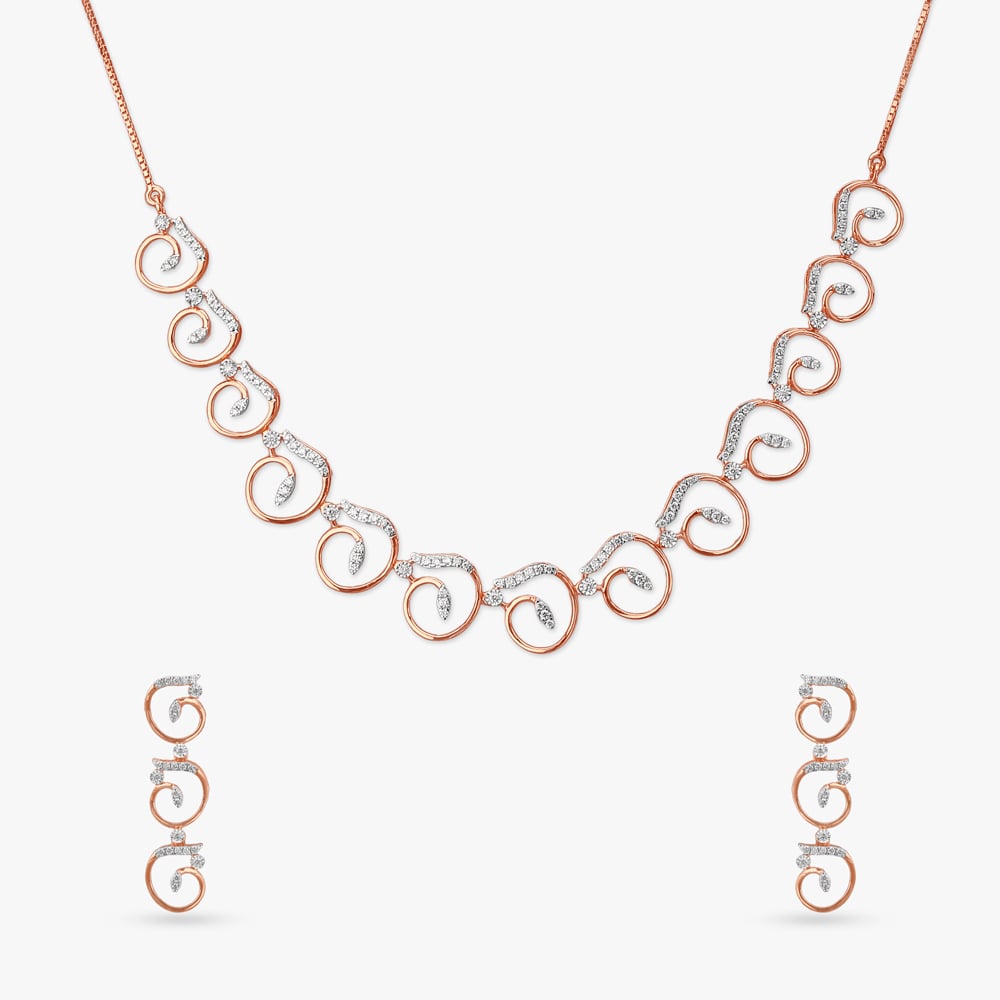 Swirl Charm Diamond Necklace Set,,hi-res image number null