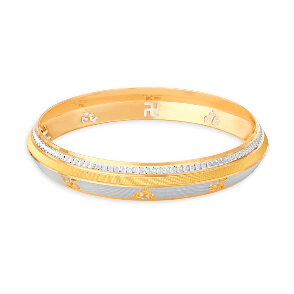 Auspicious Yellow Gold Carved Sigil Bangle,,hi-res image number null