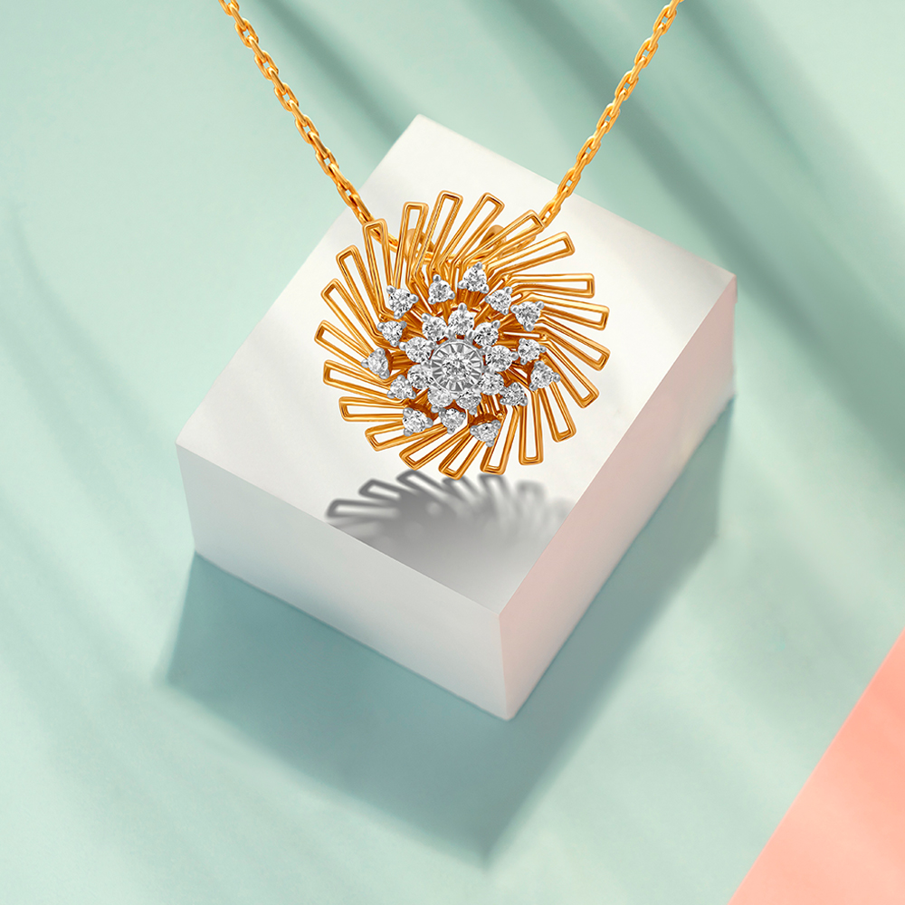 Radial Diamond and Gold Pendant