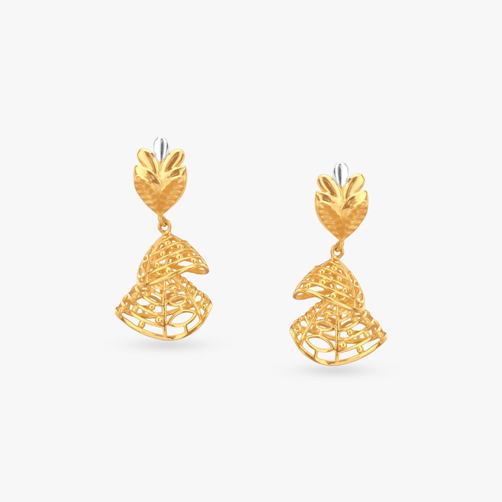 

Sculpted Leaf Gold Drop Earrings