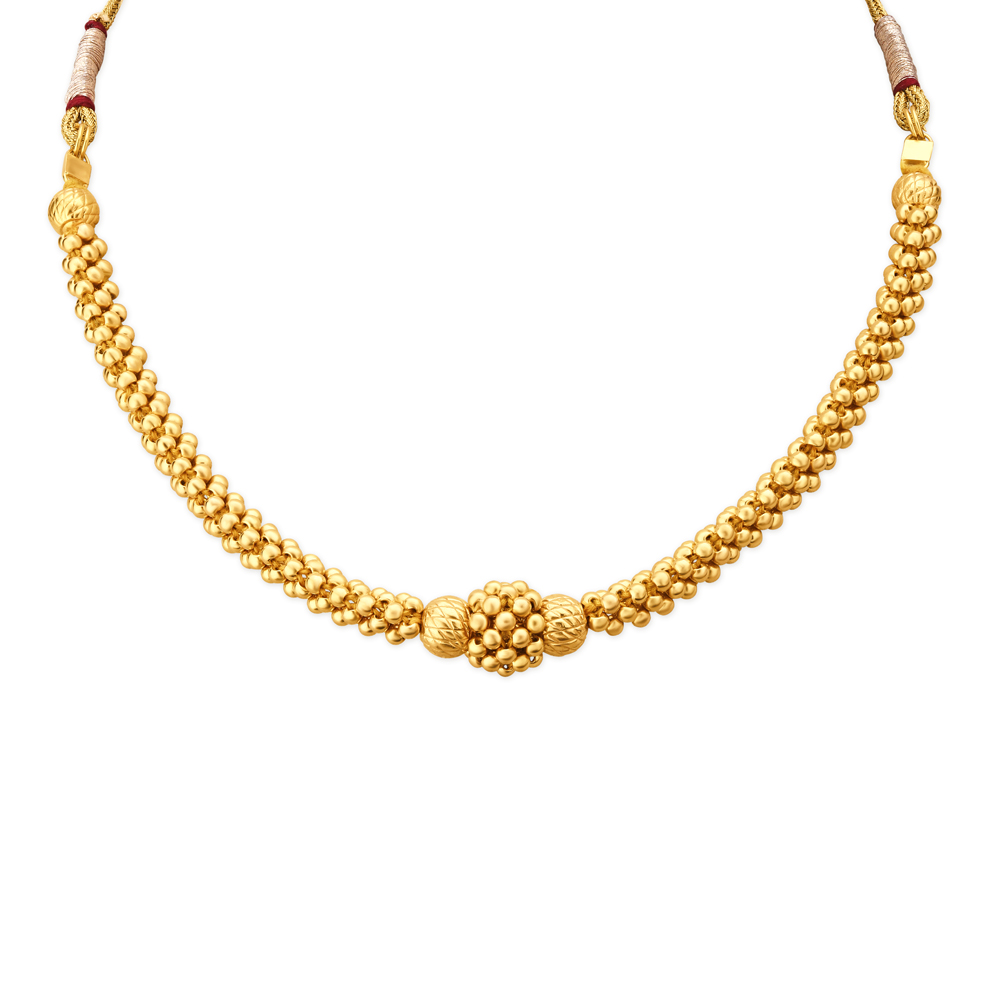 Striking Yellow Gold Beaded Necklace and Earrings Set,,hi-res image number null