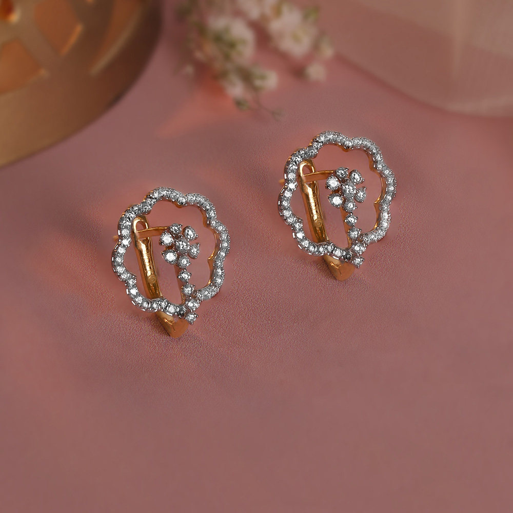 Radiant Grace Gold & Diamond Hoop Earrings,,hi-res image number null