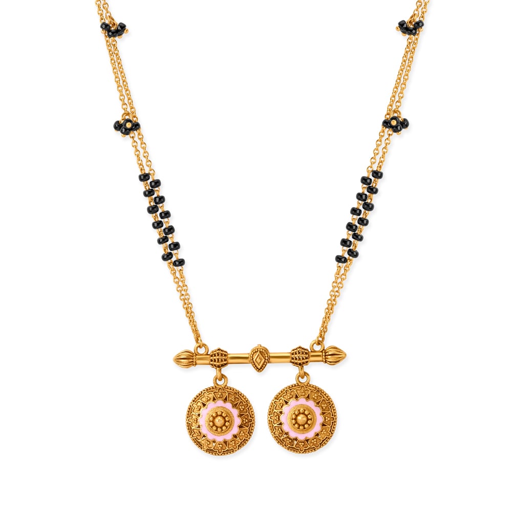 Pink Enamel Vati Mangalsutra,,hi-res image number null
