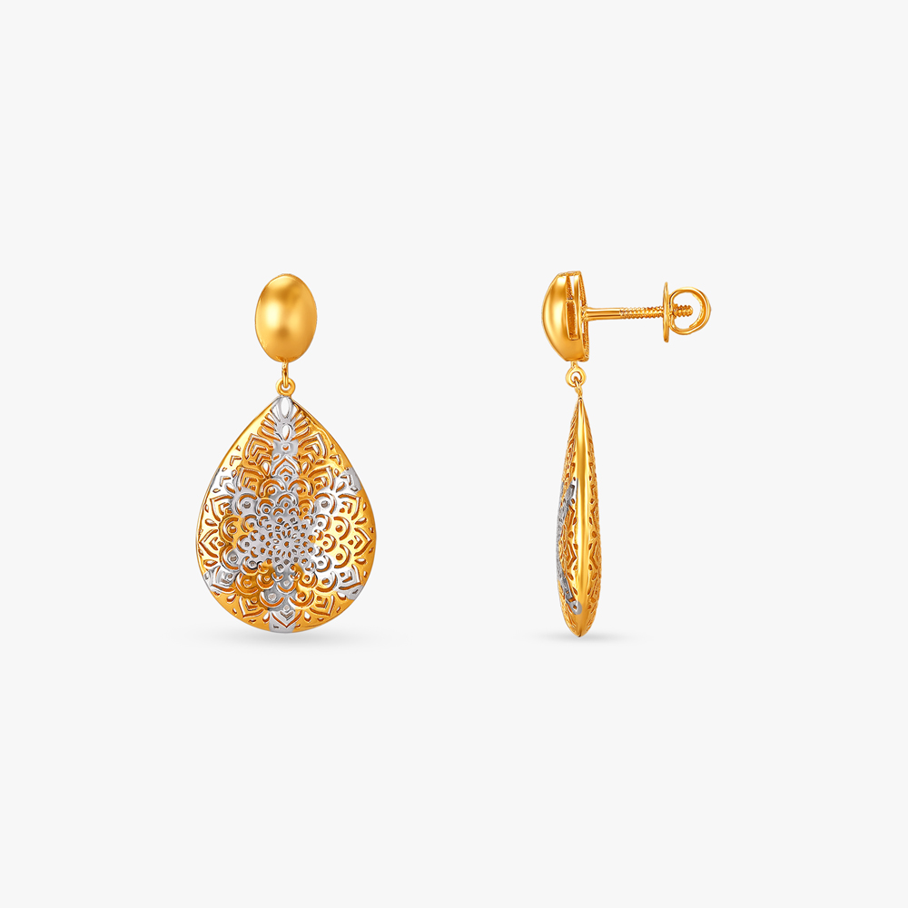 Luxe Mandala Gold Drop Earrings,,hi-res image number null