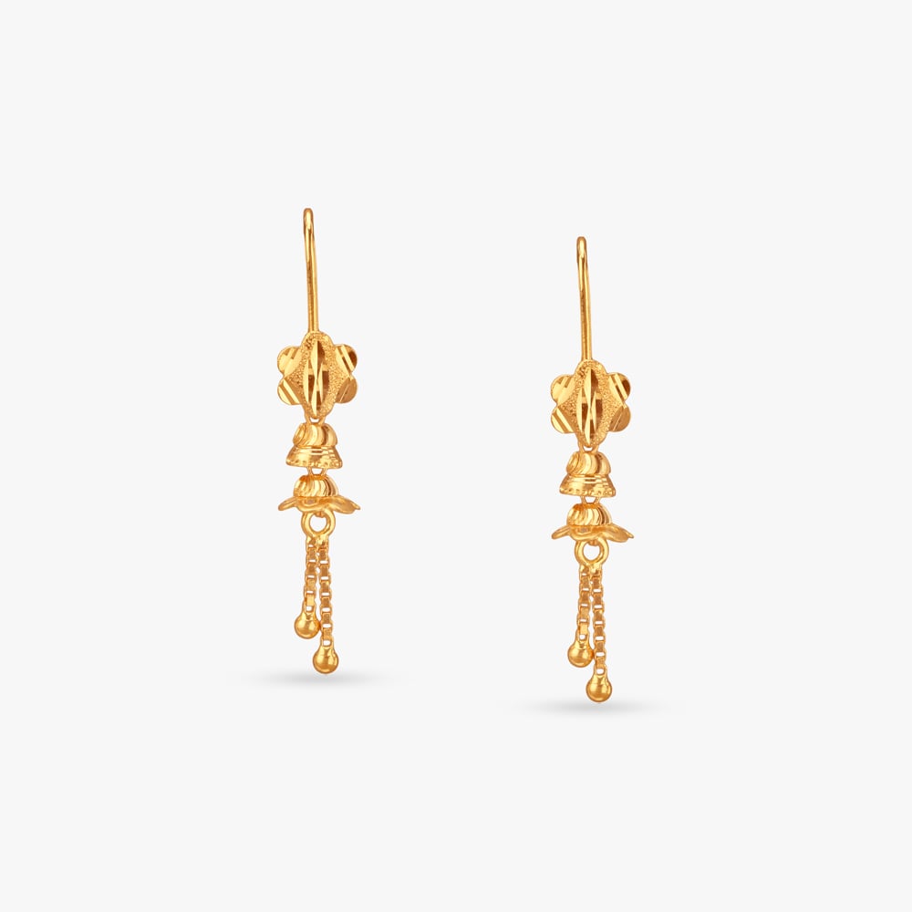 Lotus Bell Gold Hoop Earrings,,hi-res image number null
