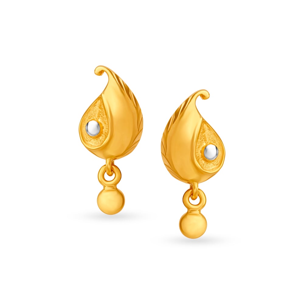 Dainty Peacock Inspired Gold Drop Earrings,,hi-res image number null