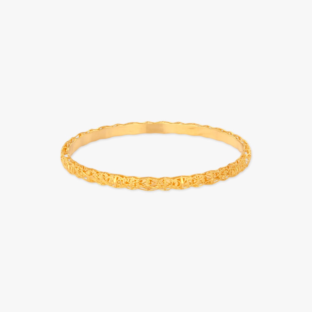 Woven Links Gold Bangle,,hi-res image number null