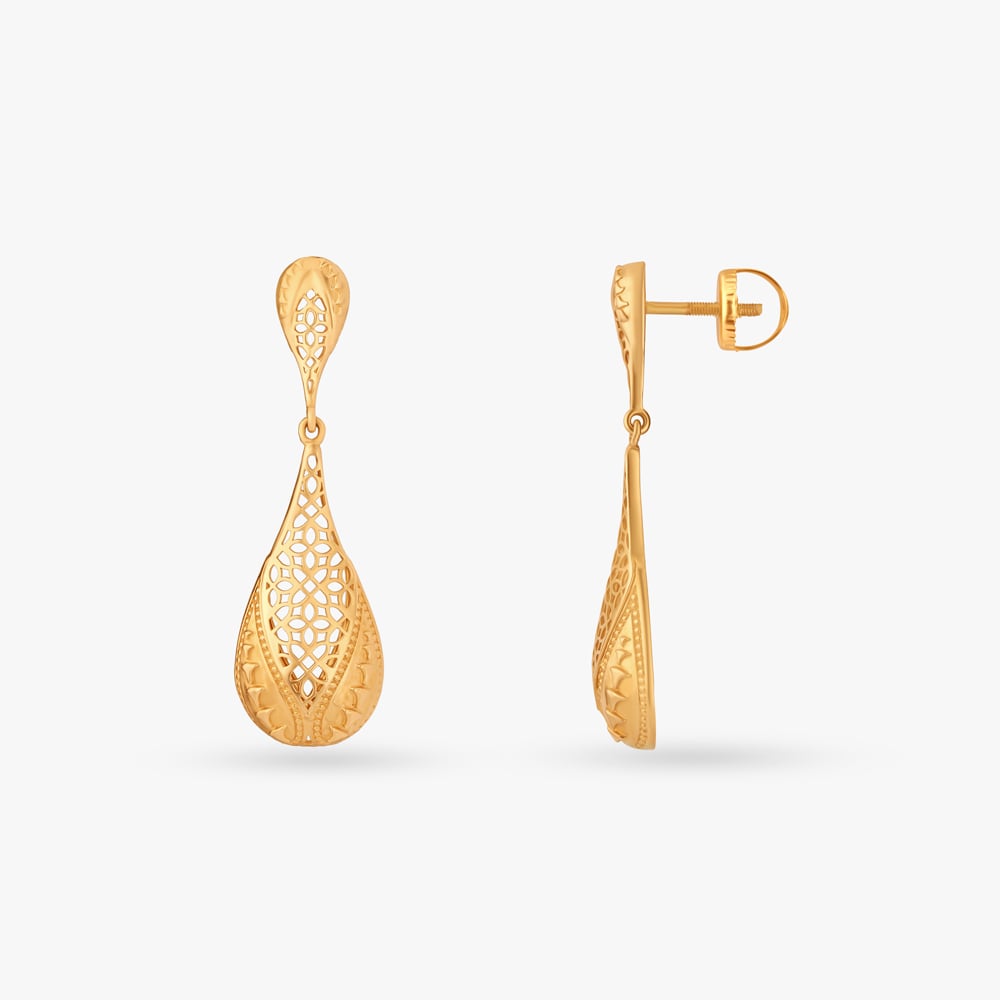 Floral Mesh Drop Earrings,,hi-res image number null