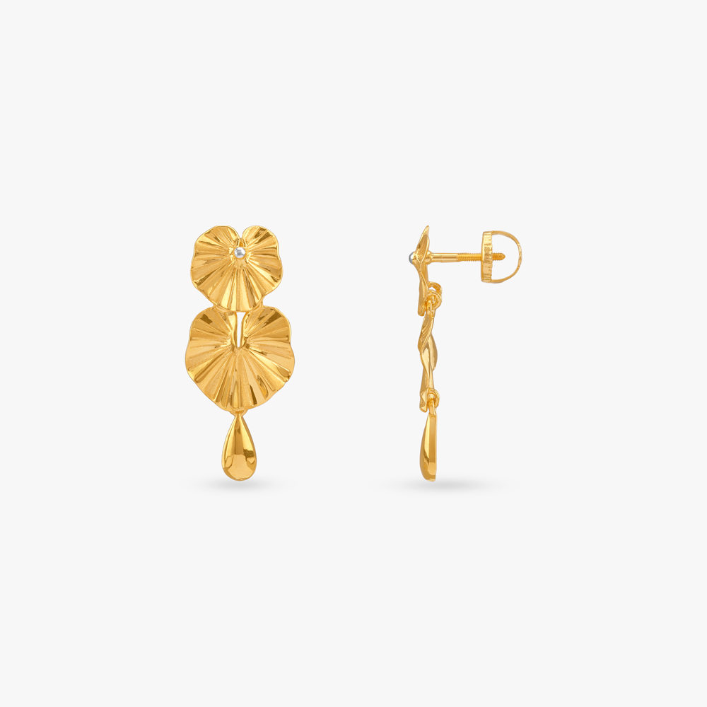 Luxe Petal Gold Drop Earrings,,hi-res image number null