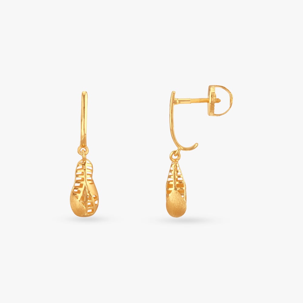 Hollow Leaf Gold Drop Earrings,,hi-res image number null