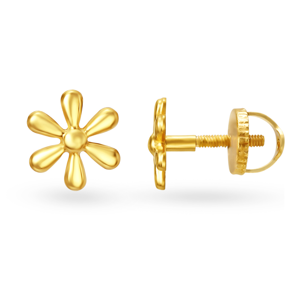 Floral Petite Gold Stud Earrings,,hi-res image number null