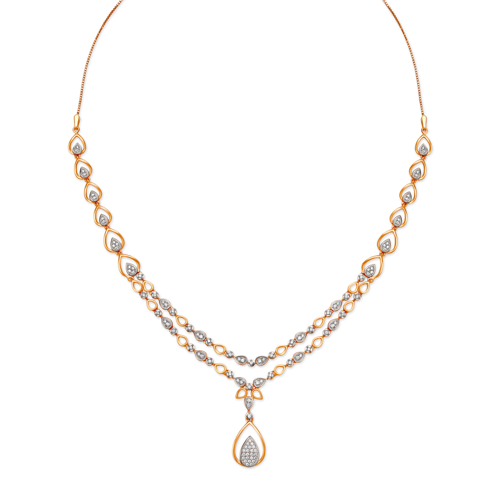 Elegant Rose Gold and Diamond Necklace Set,,hi-res image number null