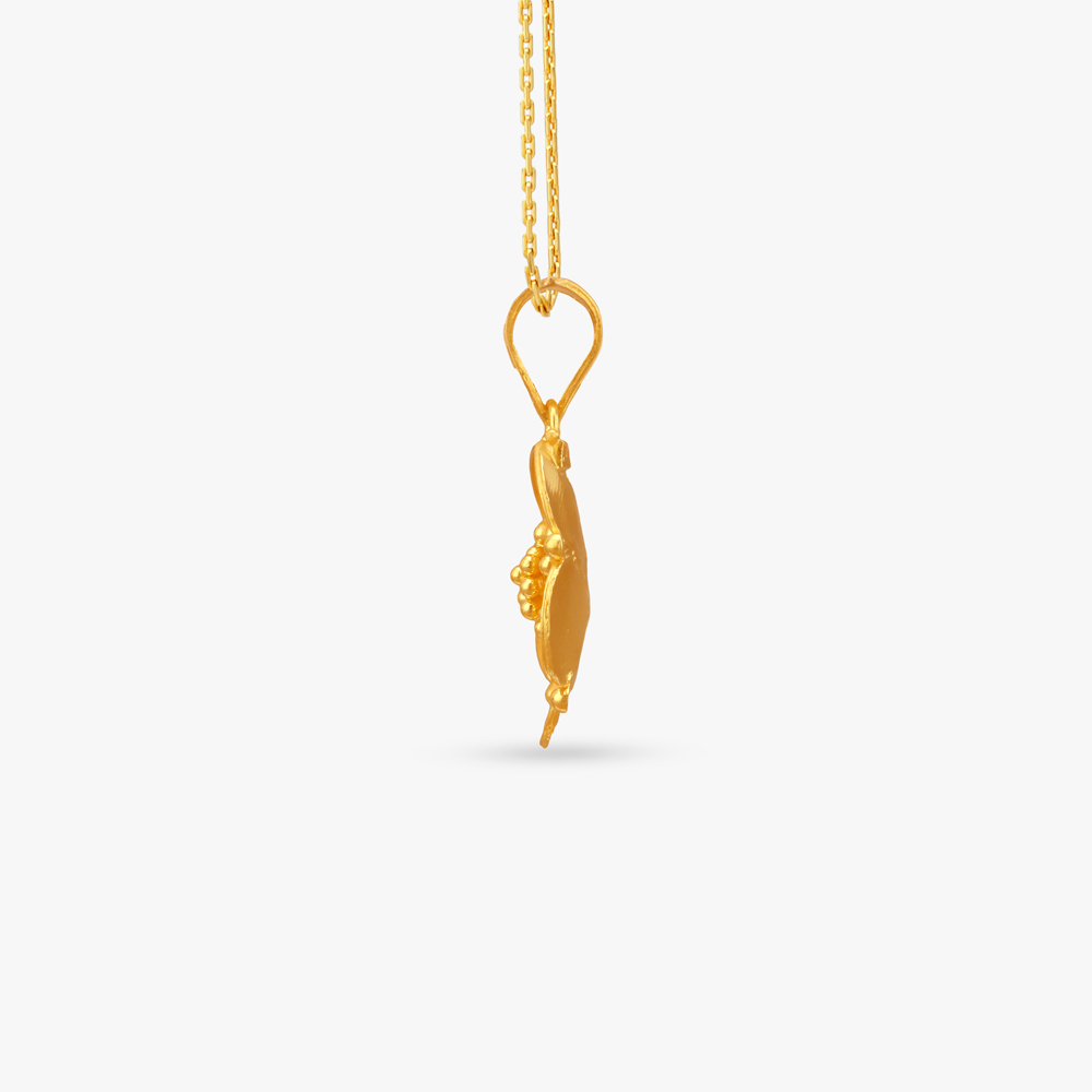 Fivefold Floral Gold Pendant and Earrings Set,,hi-res image number null