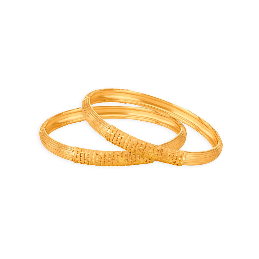 Striking Geometric Gold Bangles