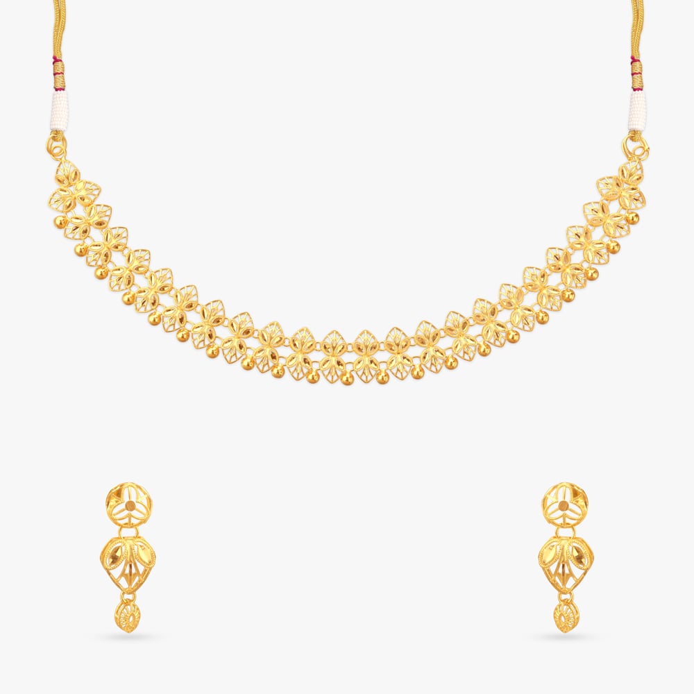 Marigold Garland Gold Necklace Set,,hi-res image number null