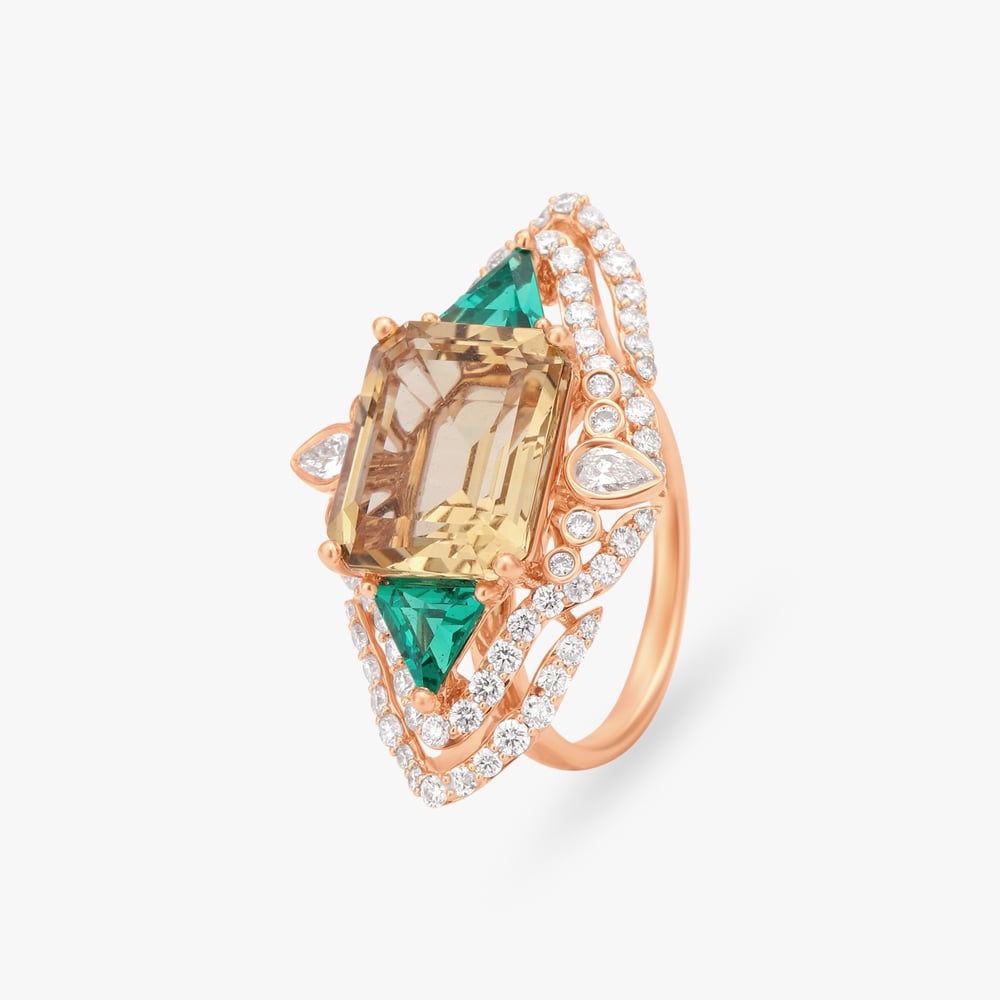 Vintage Floral Diamond Finger Ring,,hi-res image number null