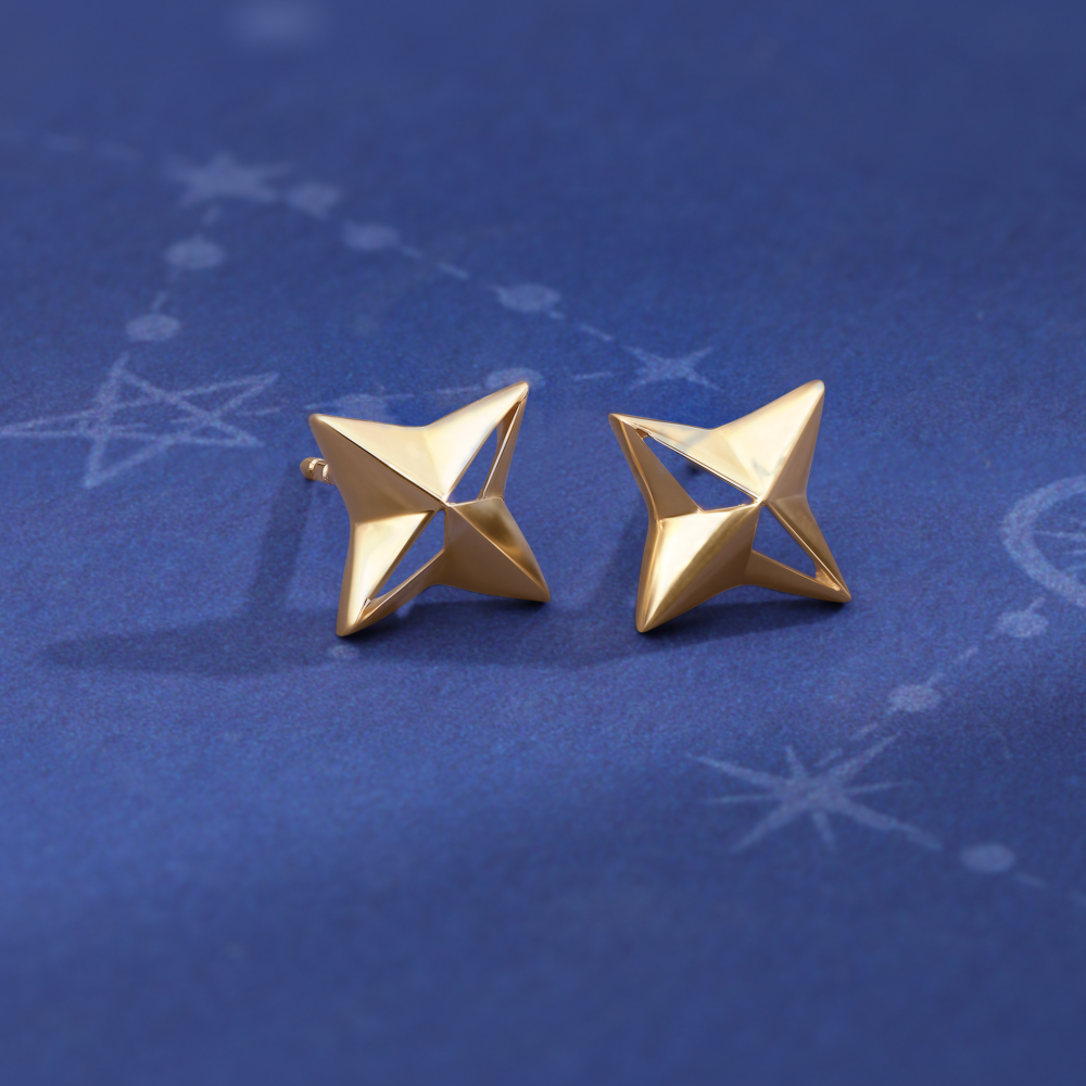 Star struck Symphony 14KT Gold Stud Earrings,,hi-res image number null
