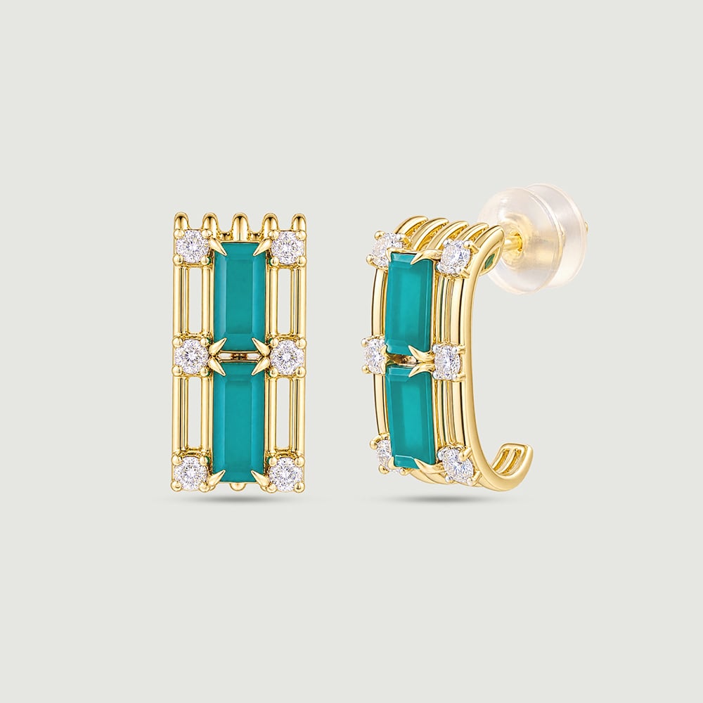 Sleek Cascading Green Onyx Hoop Earrings,,hi-res image number null