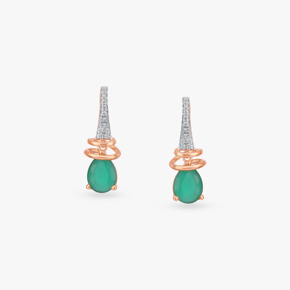 Teardrop Shine Diamond Hoop Earrings,,hi-res image number null