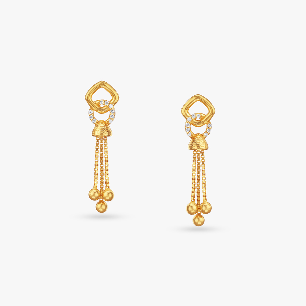 Dazzle Loop Gold Drop Earrings,,hi-res image number null