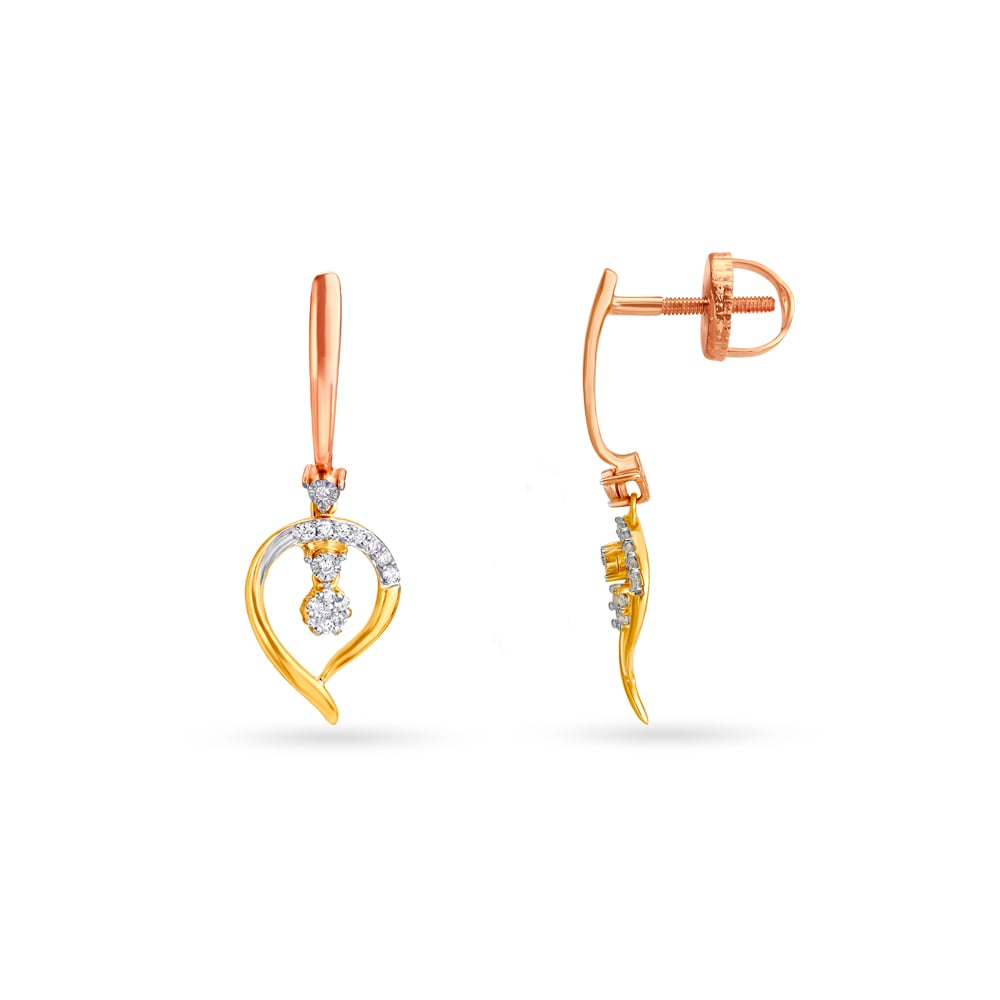 Dainty Leaf Diamond Hoop Earrings,,hi-res image number null