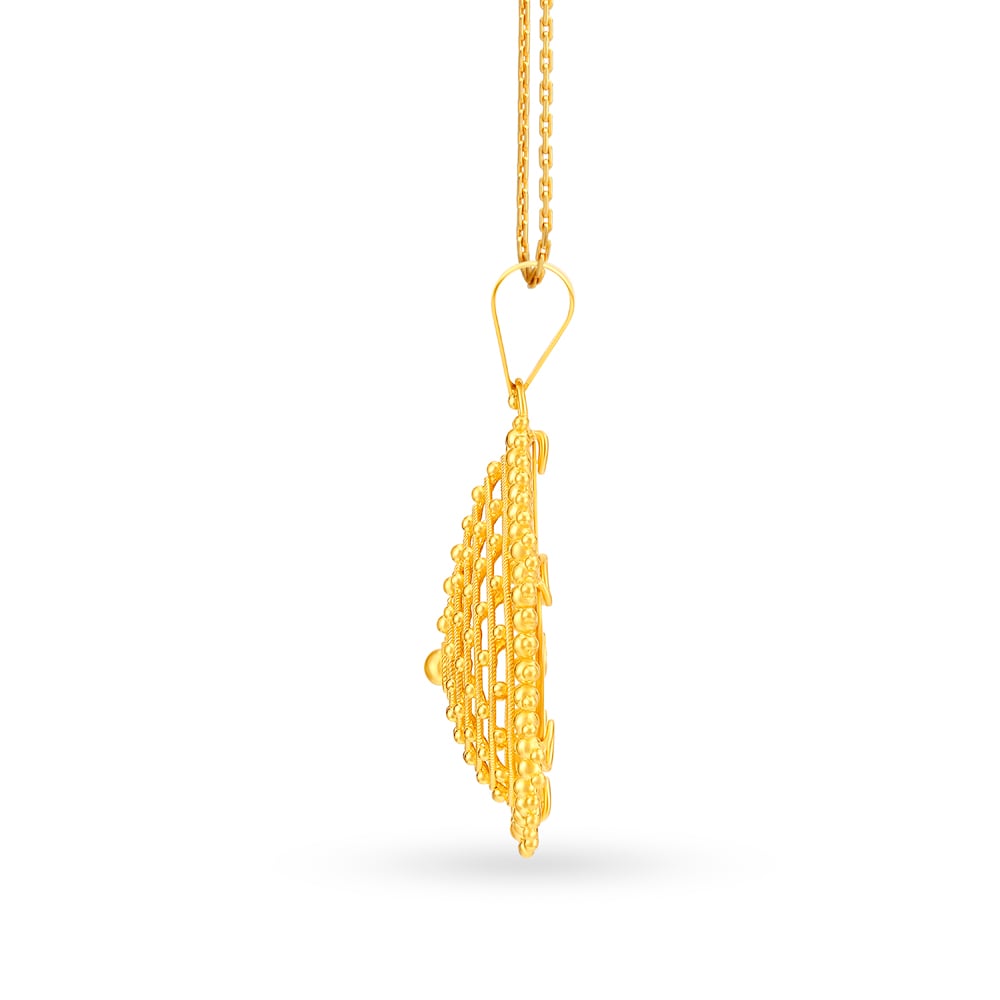 Ethereal Yellow Gold Beaded Teardrop Pendant,,hi-res image number null