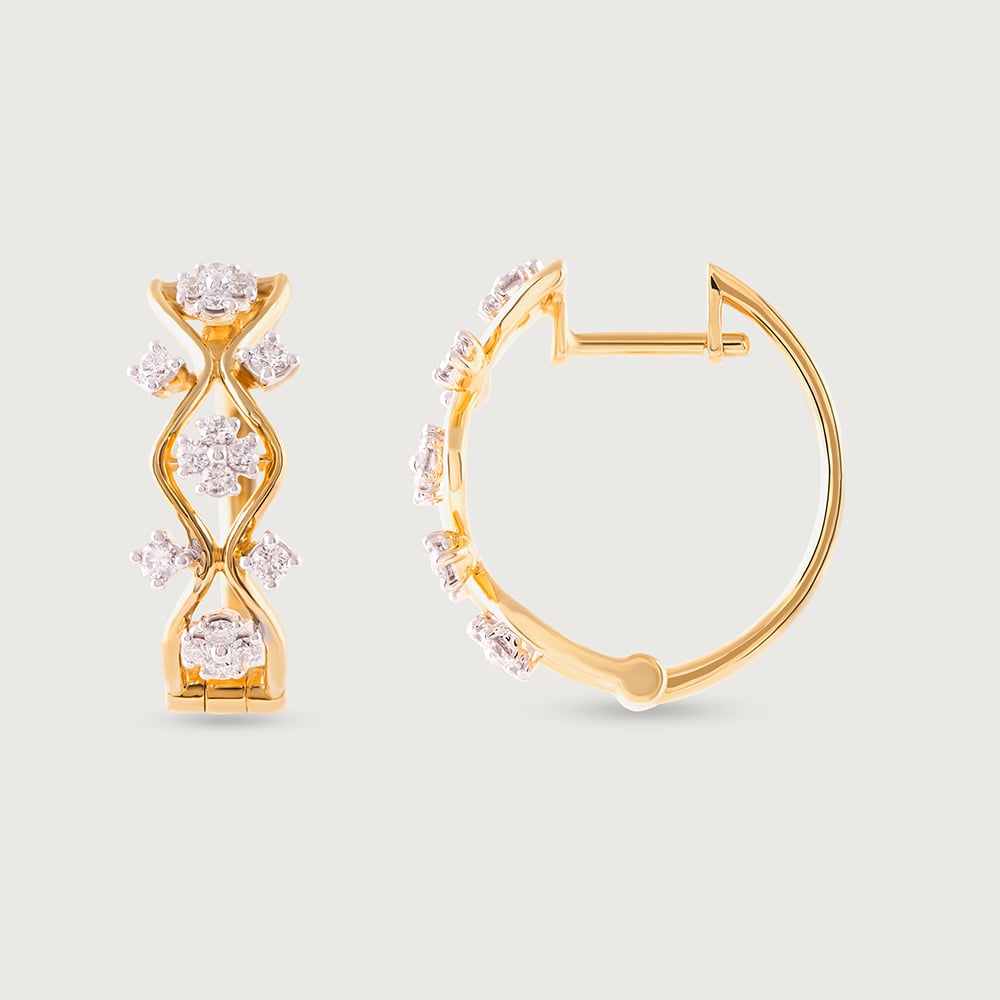 Geometric Glam Gold & Diamond Hoop Earrings,,hi-res image number null