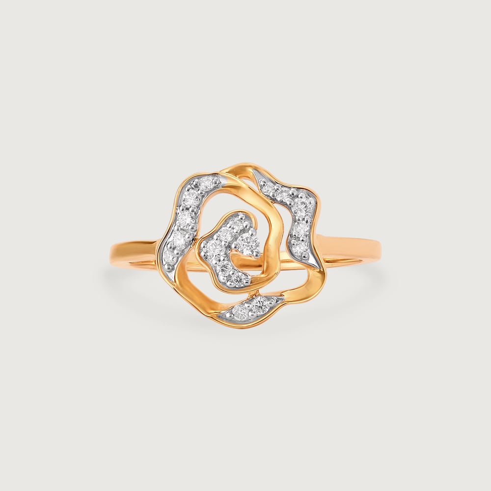 Floral Enchantment Gold & Diamond Finger Ring,,hi-res image number null