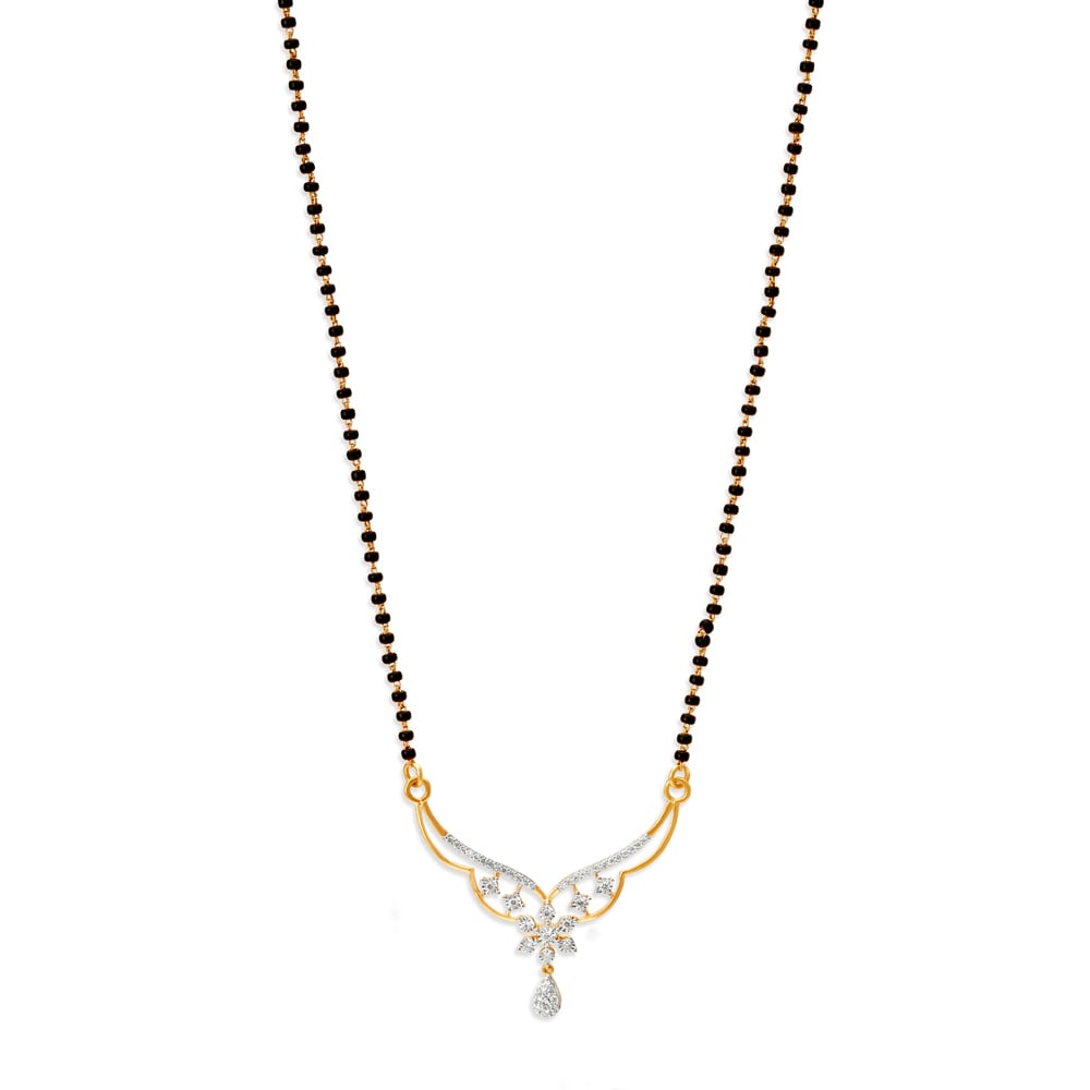 Mesmerizing Diamond Floral Mangalsutra,,hi-res image number null