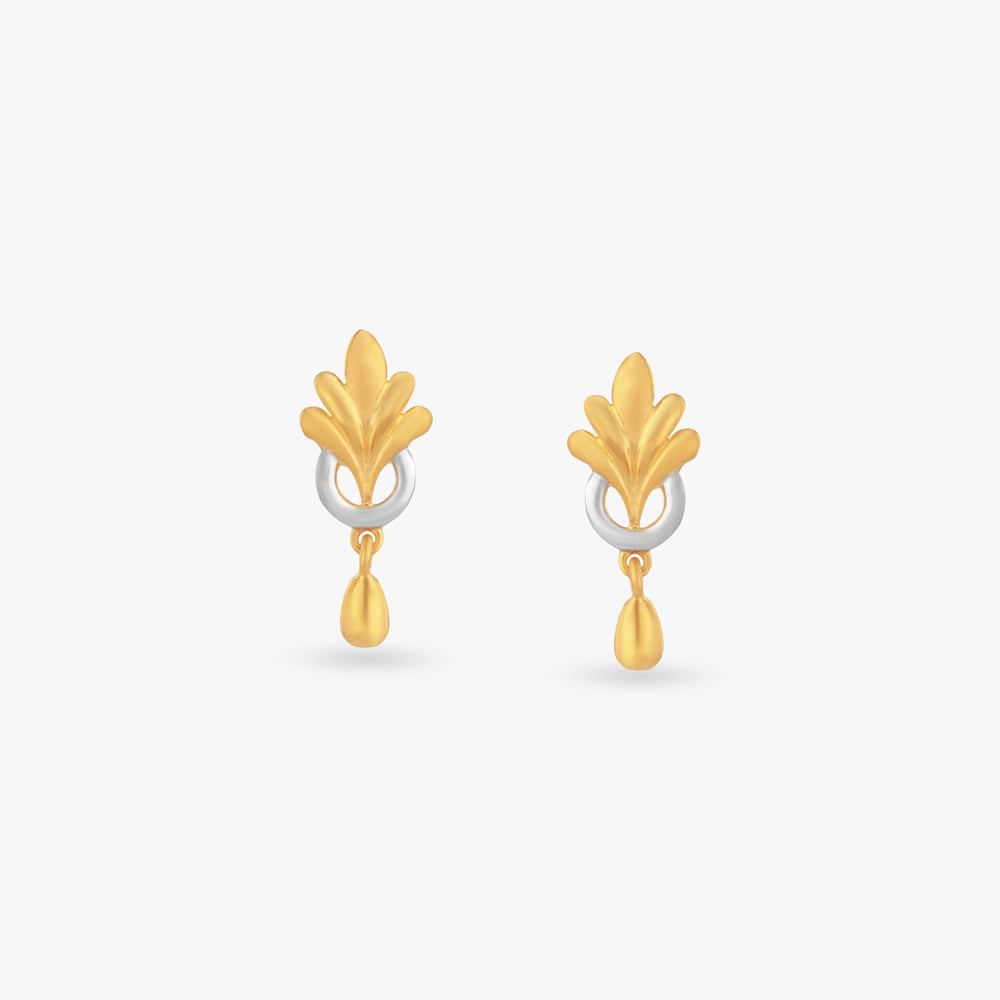 

Ornate Leaf Gold Drop Earrings