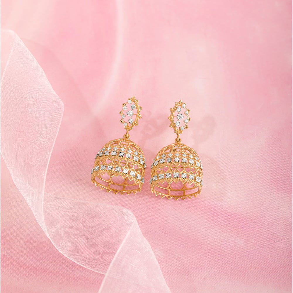 Majestic Lippan Gold & Diamond Jhumka,,hi-res image number null