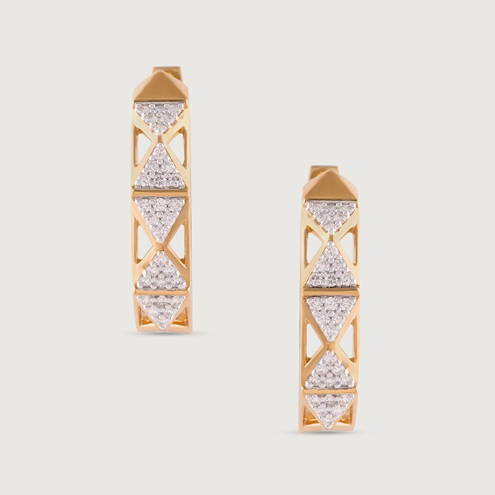 Geometric Luxe Gold & Diamond Hoop Earrings,,hi-res image number null