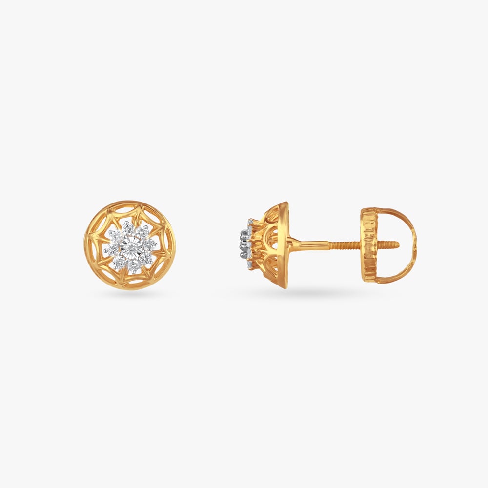Royal Web Diamond Stud Earrings,,hi-res image number null