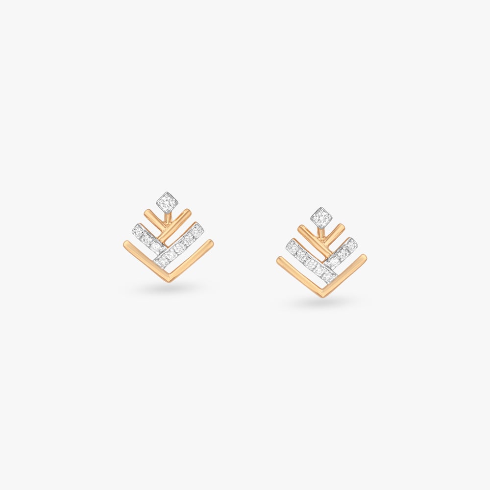 Arrow Stack Diamond Stud Earrings,,hi-res image number null