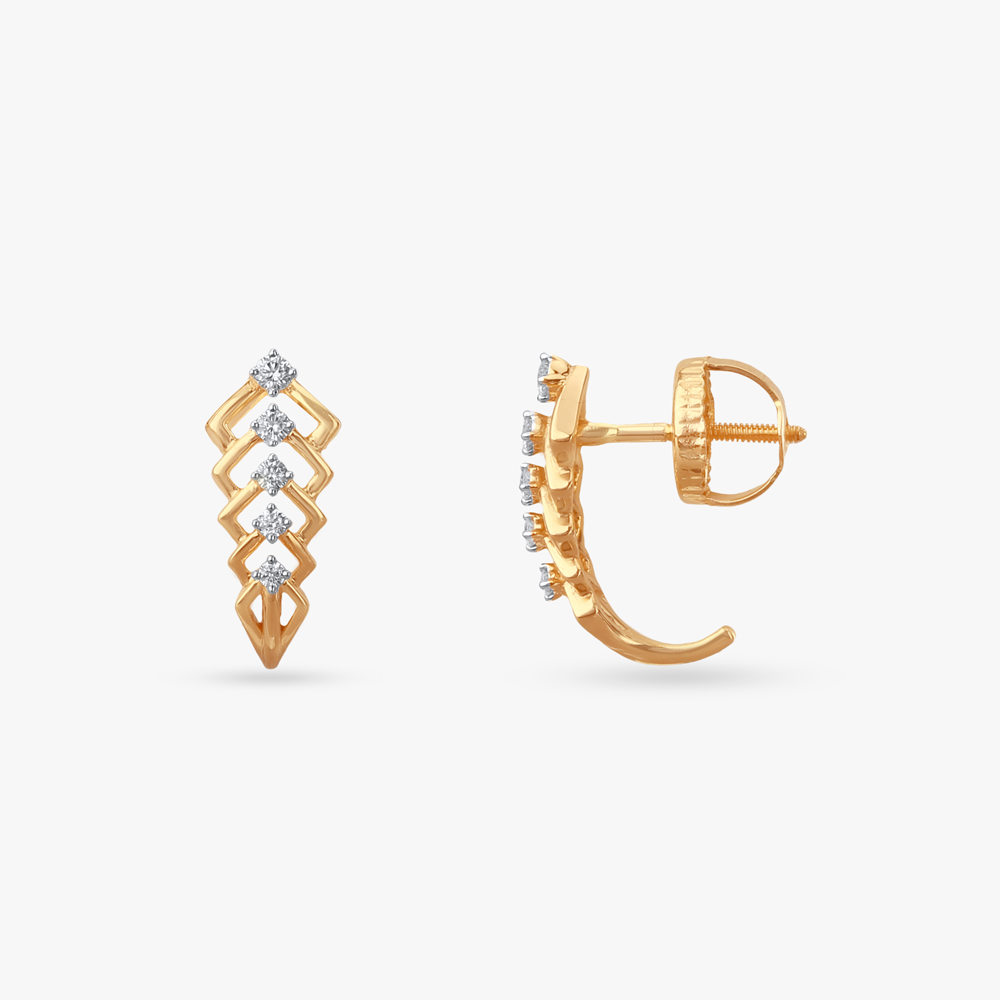 Contemporary Chevron Diamond Hoop Earrings,,hi-res image number null